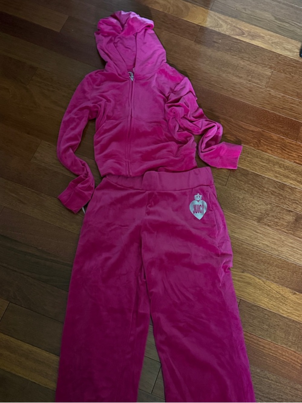 Juicy Couture Hot Pink Velour Hoodie & Sweatpants Tracksuit Set